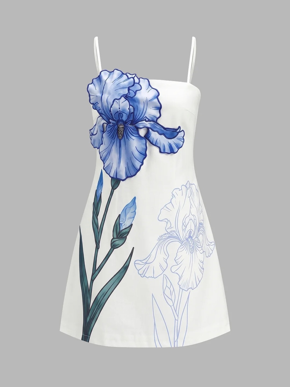 Commense 3D Iris Appliqué Cami Mini Dress Size XS NWT 🌸💙